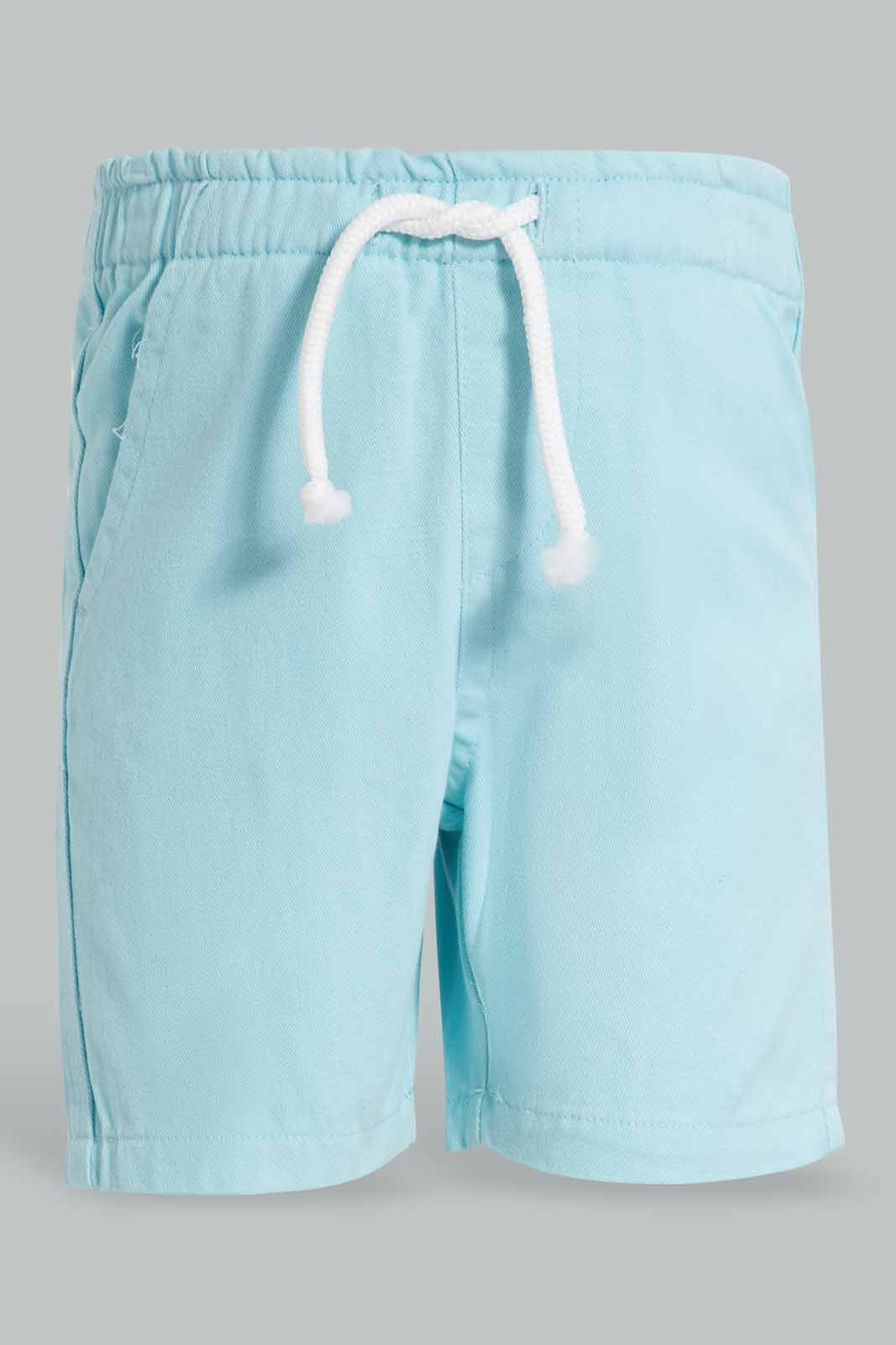 Redtag-Red-And-Aqua-Trouser-Short-2Pack-Chino-Shorts-Infant-Boys-3 to 24 Months