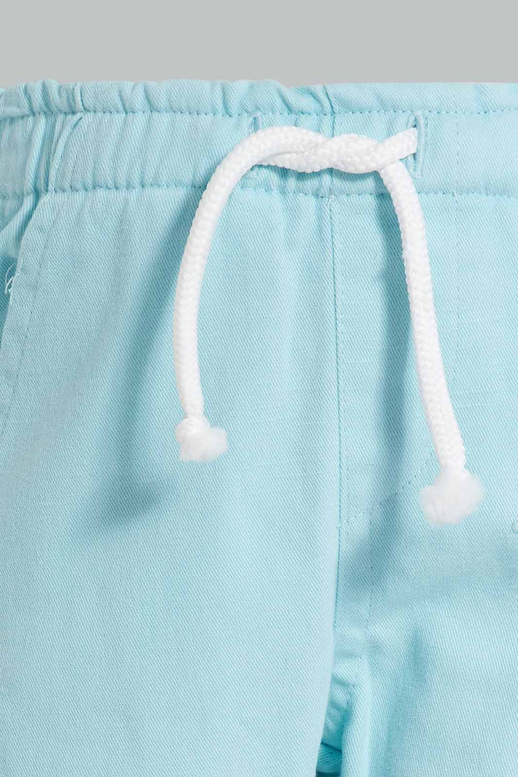 Redtag-Red-And-Aqua-Trouser-Short-2Pack-Chino-Shorts-Infant-Boys-3 to 24 Months
