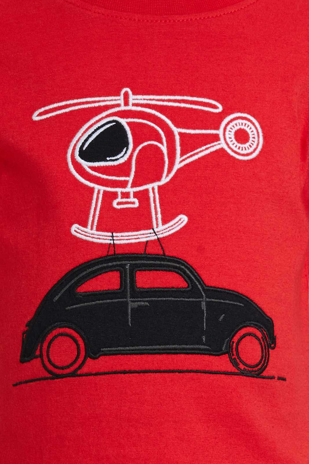 Redtag-Red-Car-&-Helicopter-T-Shirt--For-Baby-Boys-Category:T-Shirts,-Colour:Red,-Deals:Sale,-Filter:Infant-Boys-(3-to-24-Mths),-INB-T-Shirts,-S22C,-Sale-INB-APL,-Section:Boys-(0-to-14Yrs)-Infant-Boys-3 to 24 Months