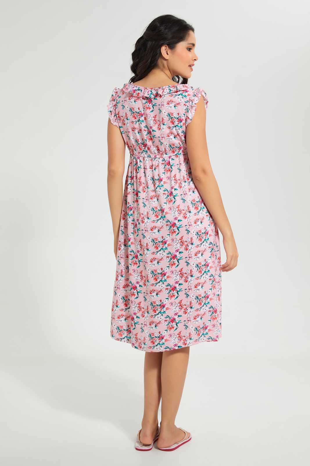 Redtag-Pink-Floral-Printed-Nightgown-Nightgowns-Women's-
