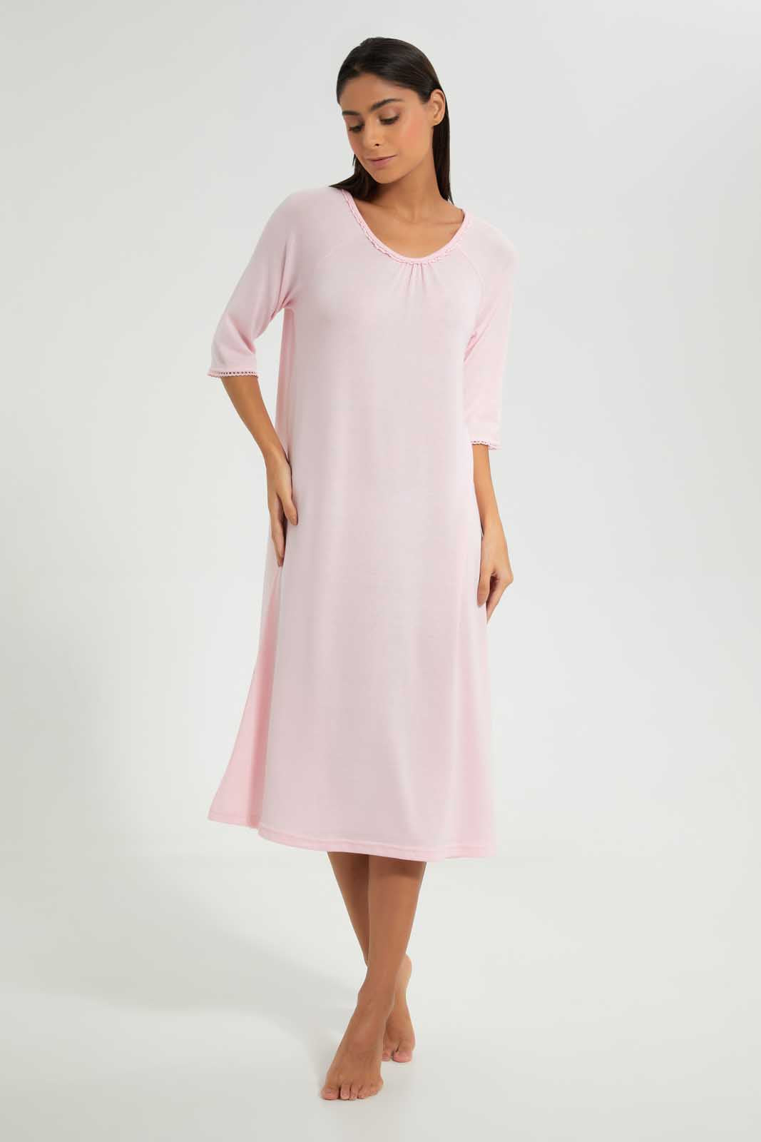 Redtag-Pink-Plain-Nightgown-Nightgowns-Women's-