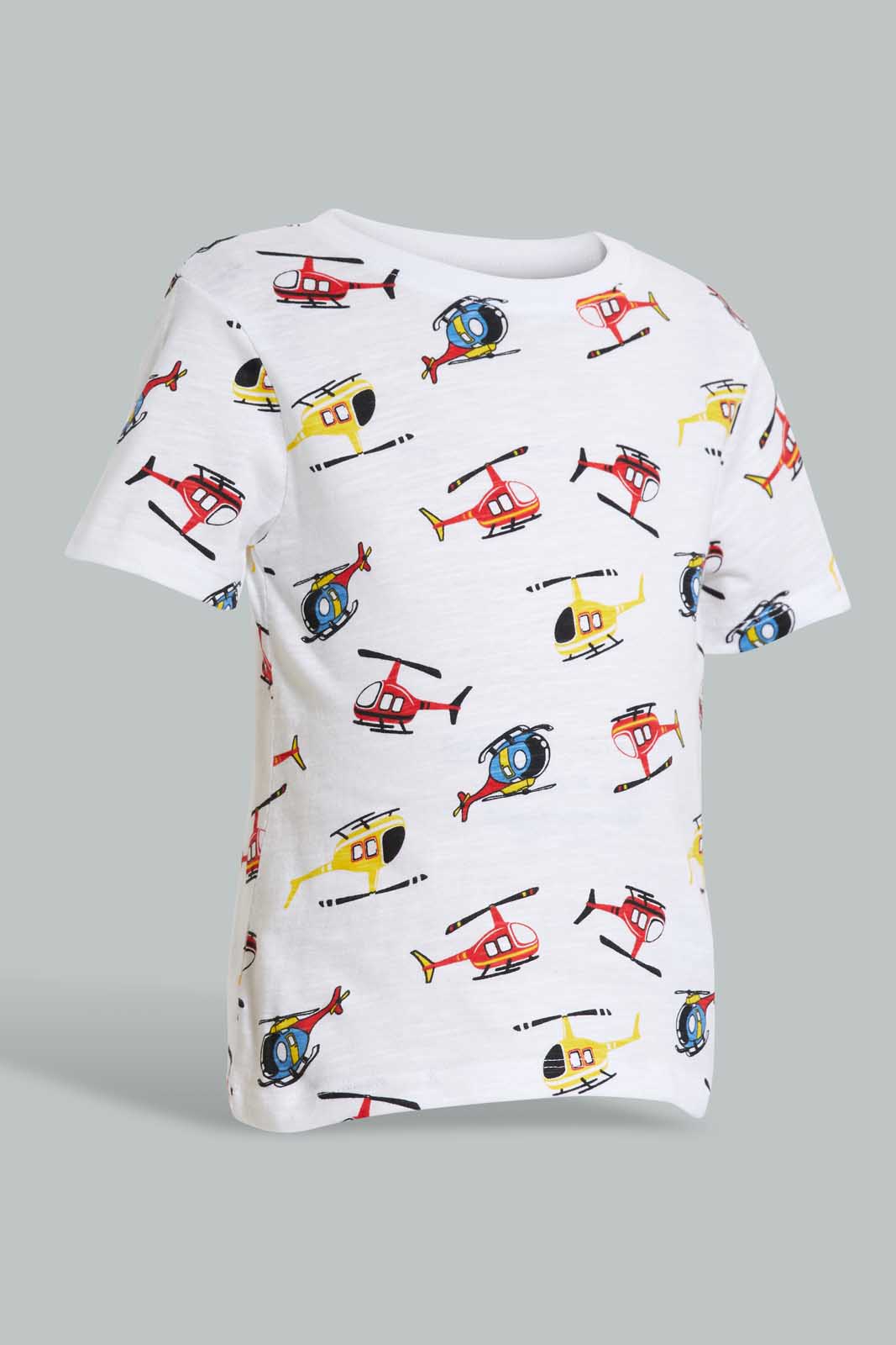 Redtag-White-Helicopter-T-Shirt-For-Baby-Boys-Category:T-Shirts,-Colour:White,-Deals:Sale,-Filter:Infant-Boys-(3-to-24-Mths),-INB-T-Shirts,-NDAY,-S22C,-Sale-INB-APL,-Section:Boys-(0-to-14Yrs)-Infant-Boys-3 to 24 Months