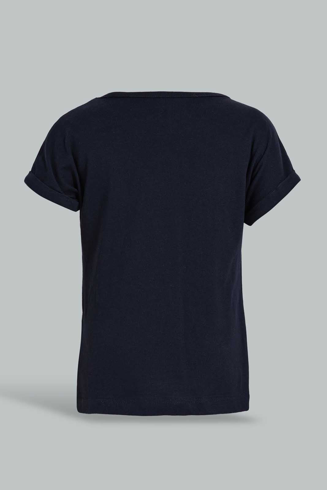 Redtag-Navy-And-Grey-Neon--Solid-T-Shirt-(2Pack)-Plain-Infant-Boys-3 to 24 Months