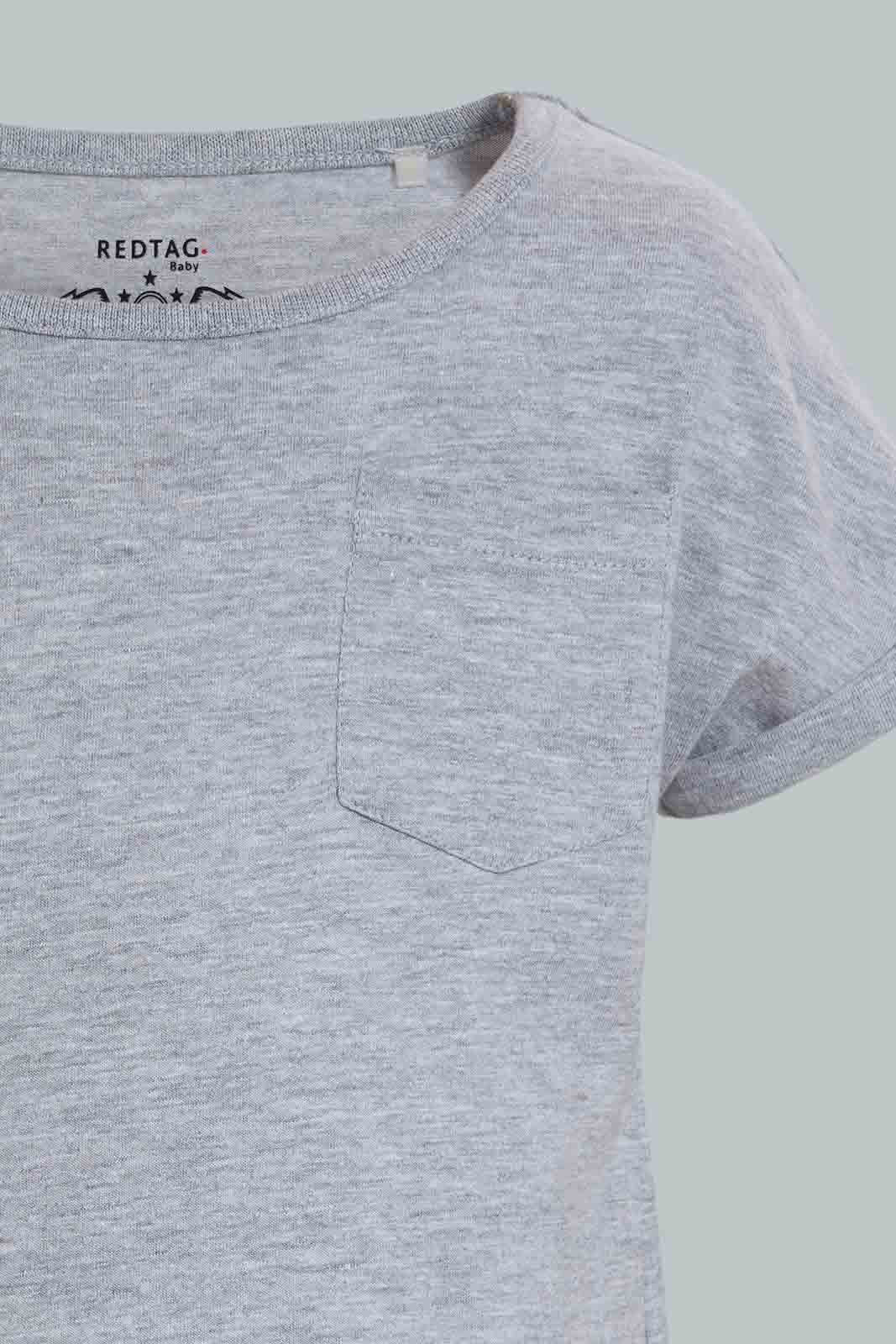 Redtag-Navy-And-Grey-Neon--Solid-T-Shirt-(2Pack)-Plain-Infant-Boys-3 to 24 Months