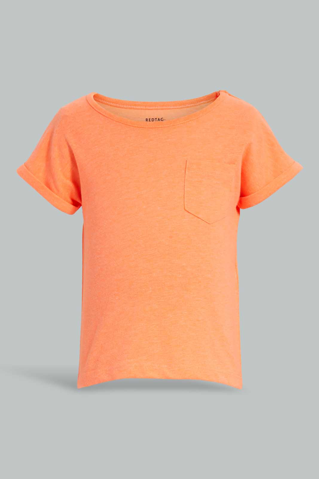 Redtag-Yellow-And-Neon-Orange-T-Shirt(2-Pack)-Plain-Infant-Boys-3 to 24 Months