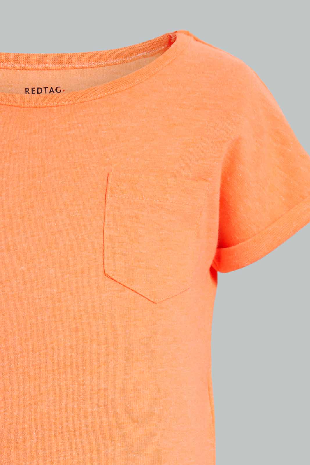 Redtag-Yellow-And-Neon-Orange-T-Shirt(2-Pack)-Plain-Infant-Boys-3 to 24 Months