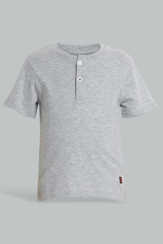 Redtag-Grey-Henley-T-Shirt-For-Baby-Boys-Category:T-Shirts,-Colour:Grey,-Deals:Sale,-Filter:Infant-Boys-(3-to-24-Mths),-INB-T-Shirts,-S22C,-Sale-INB-APL,-Section:Boys-(0-to-14Yrs)-Infant-Boys-3 to 24 Months