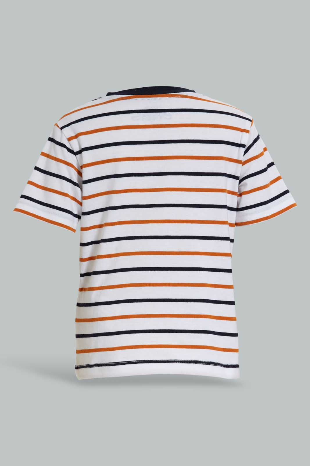 Redtag-Navy-And-Red-Striped-Henley-T-Shirt-(2-Pack)-Striped-Infant-Boys-3 to 24 Months