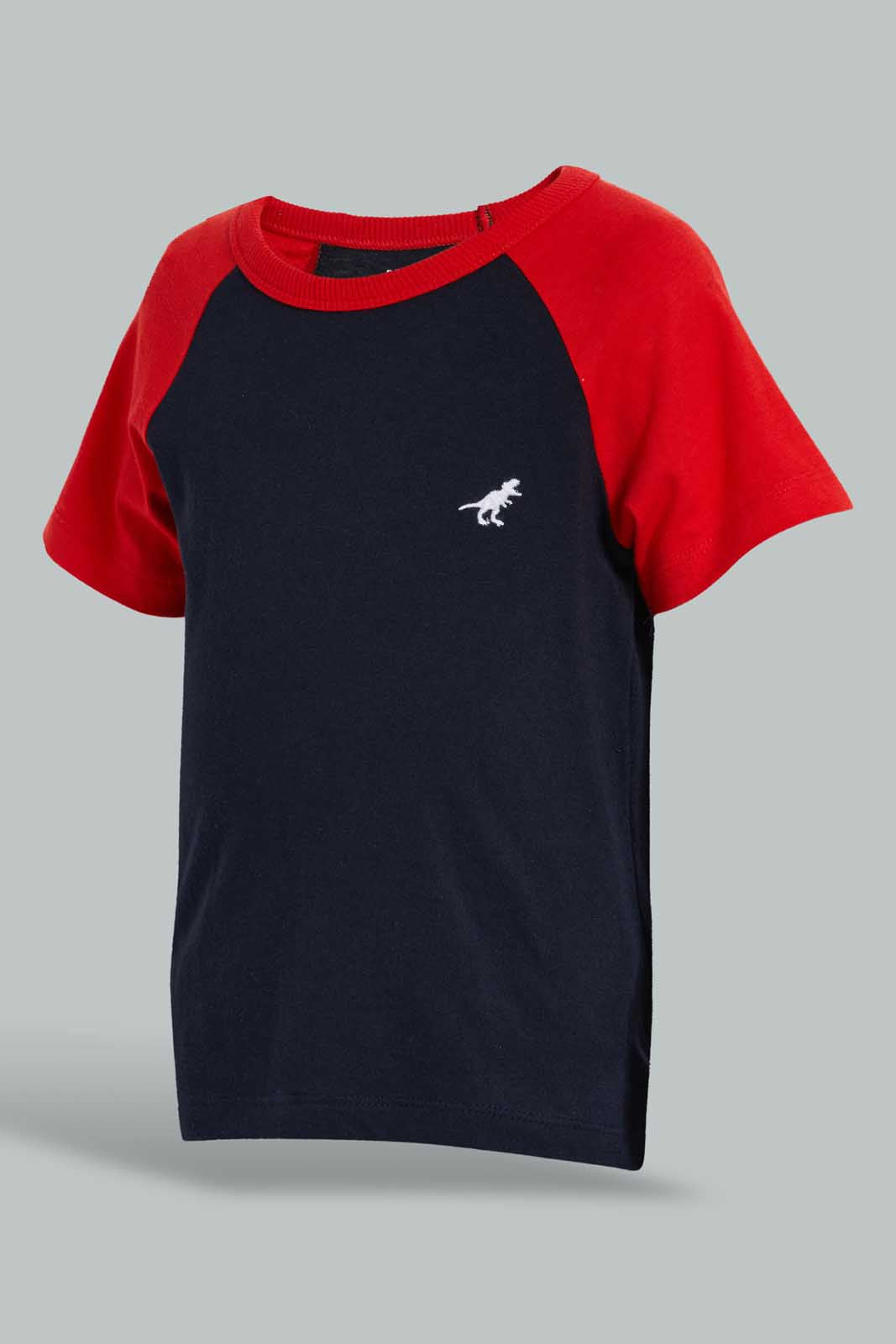 Redtag-White-And-Navy-Raglan-T-Shirt-(2-Pack)-Plain-Infant-Boys-3 to 24 Months