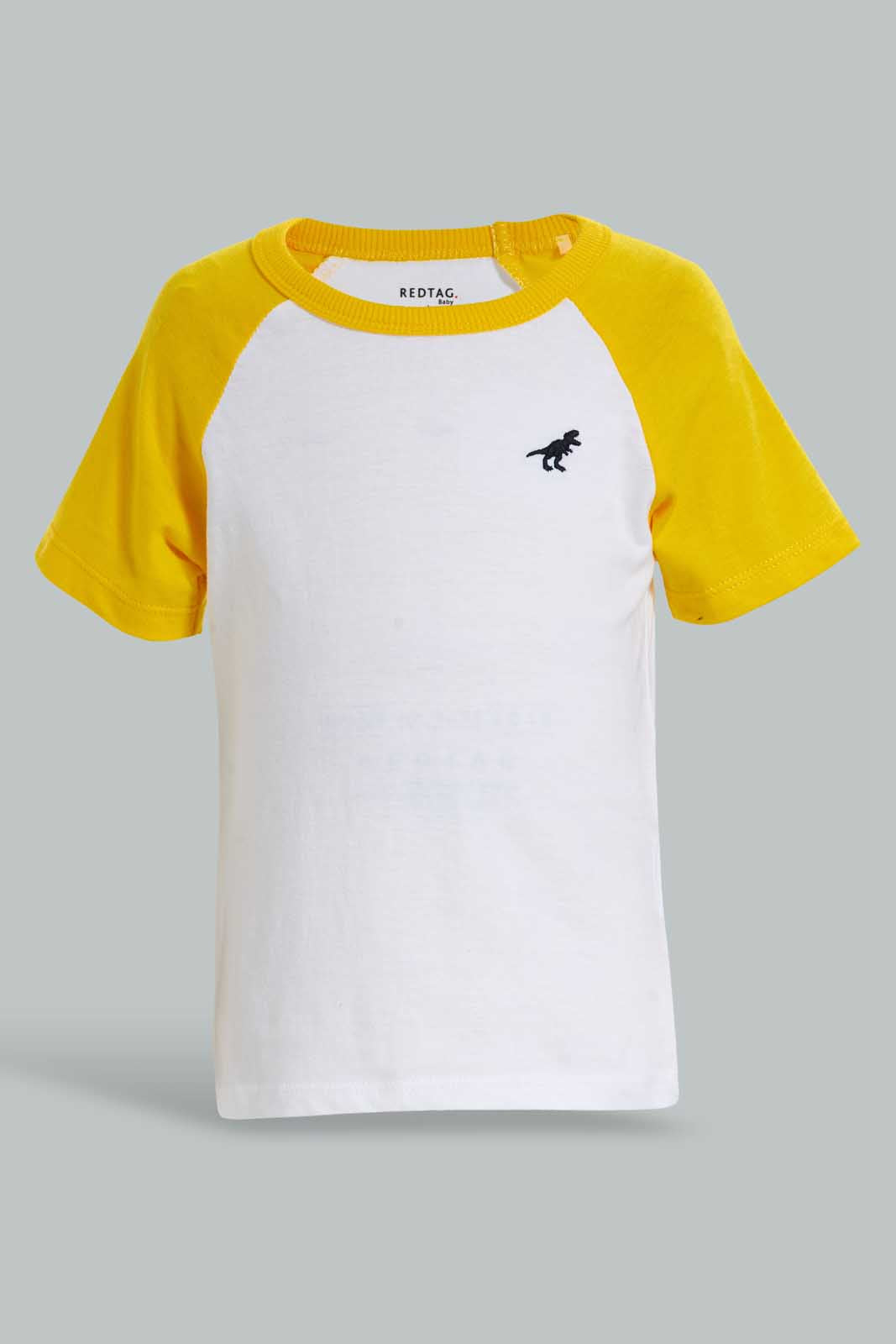 Redtag-White-And-Navy-Raglan-T-Shirt-(2-Pack)-Plain-Infant-Boys-3 to 24 Months