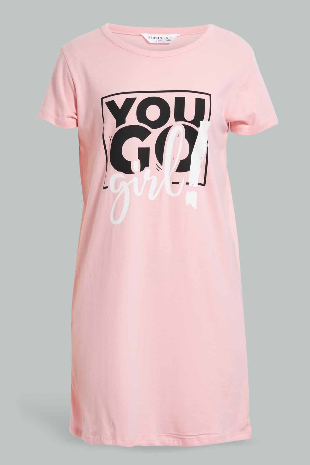 Pink Prinked Night Dress For Baby Girls