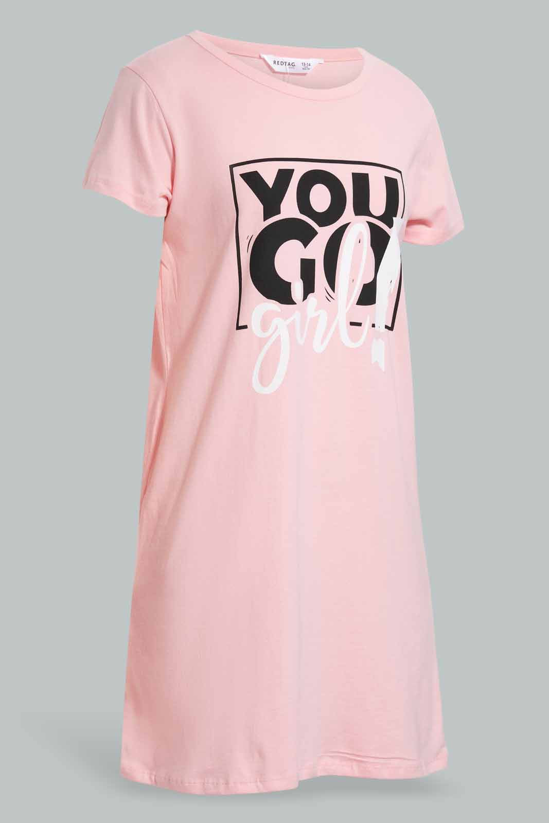 Pink Prinked Night Dress For Baby Girls