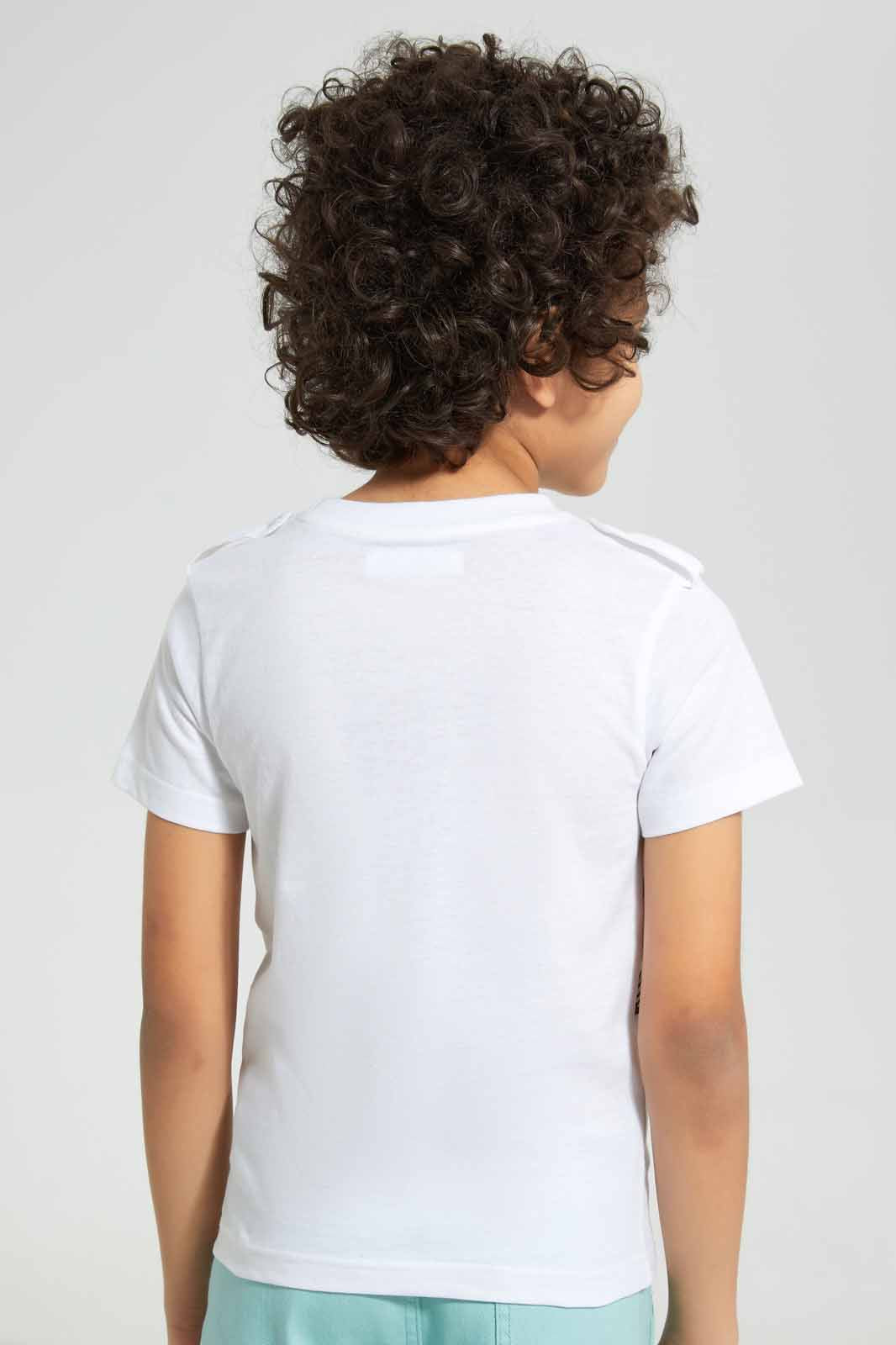 Redtag-White-Elephant-Print-T-Shirt-Graphic-T-Shirts-Boys-2 to 8 Years