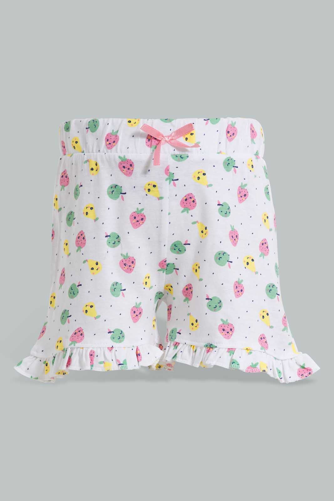 Redtag-Assorted-Printed-2Pk-Short-Casual-Shorts-Infant-Girls-3 to 24 Months