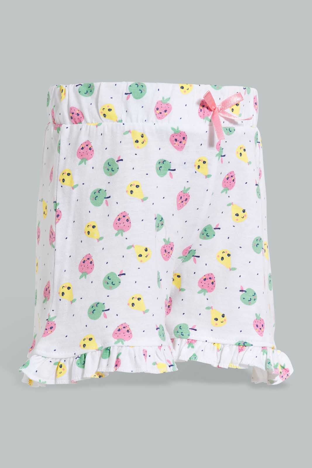 Redtag-Assorted-Printed-2Pk-Short-Casual-Shorts-Infant-Girls-3 to 24 Months