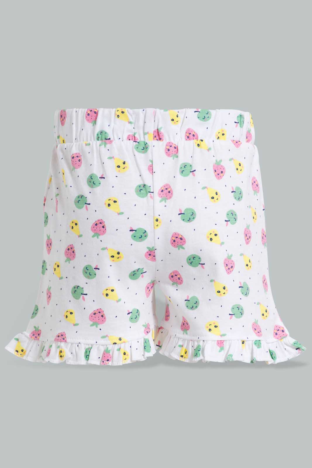 Redtag-Assorted-Printed-2Pk-Short-Casual-Shorts-Infant-Girls-3 to 24 Months
