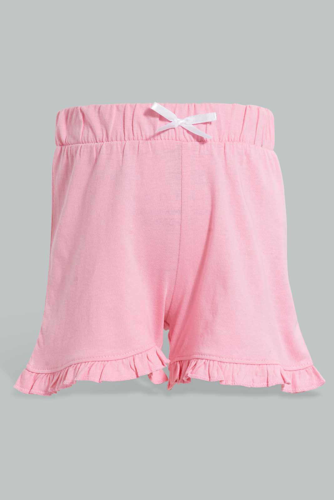 Redtag-Assorted-Printed-2Pk-Short-Casual-Shorts-Infant-Girls-3 to 24 Months