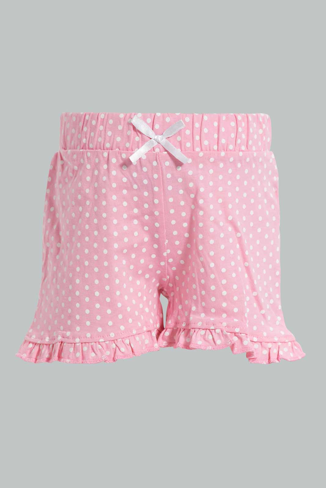 Redtag-Assorted-Solid-2Pk-Short-Casual-Shorts-Infant-Girls-3 to 24 Months