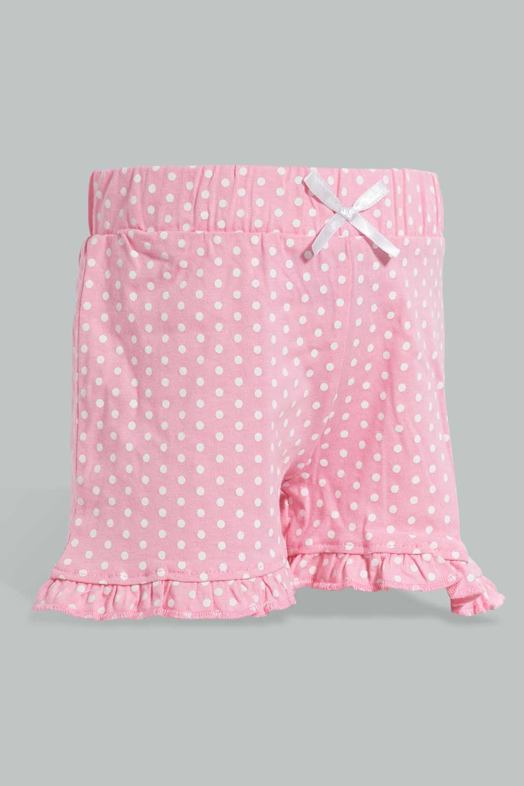 Redtag-Assorted-Solid-2Pk-Short-Casual-Shorts-Infant-Girls-3 to 24 Months