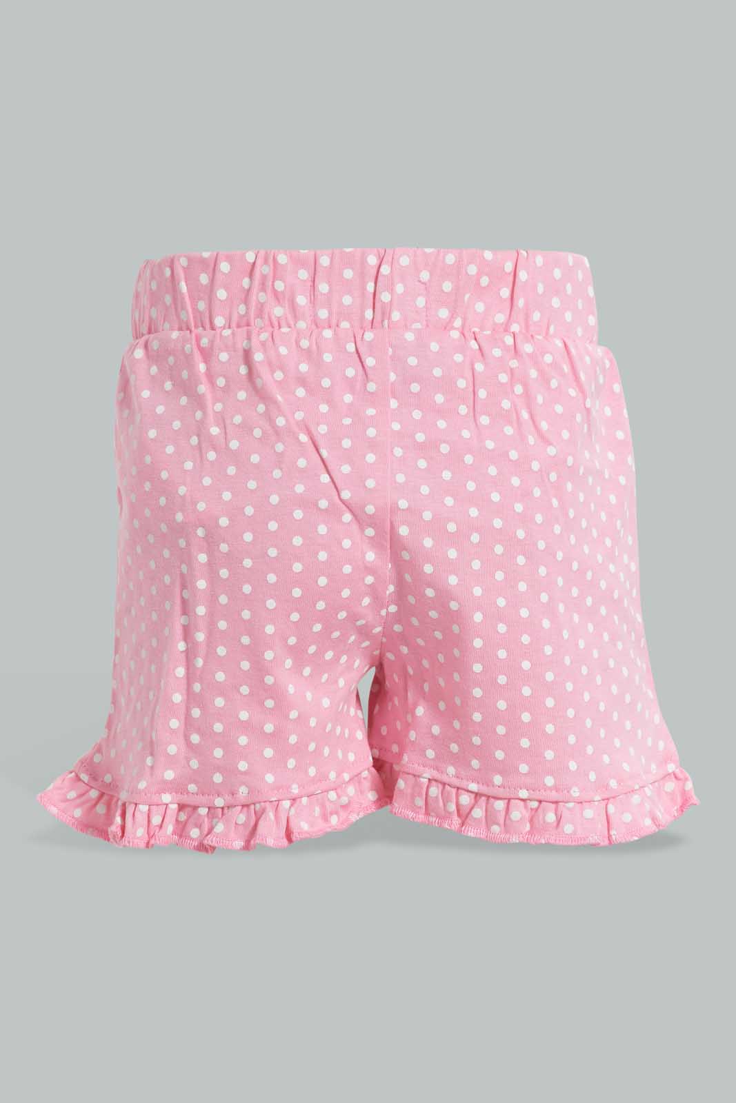 Redtag-Assorted-Solid-2Pk-Short-Casual-Shorts-Infant-Girls-3 to 24 Months
