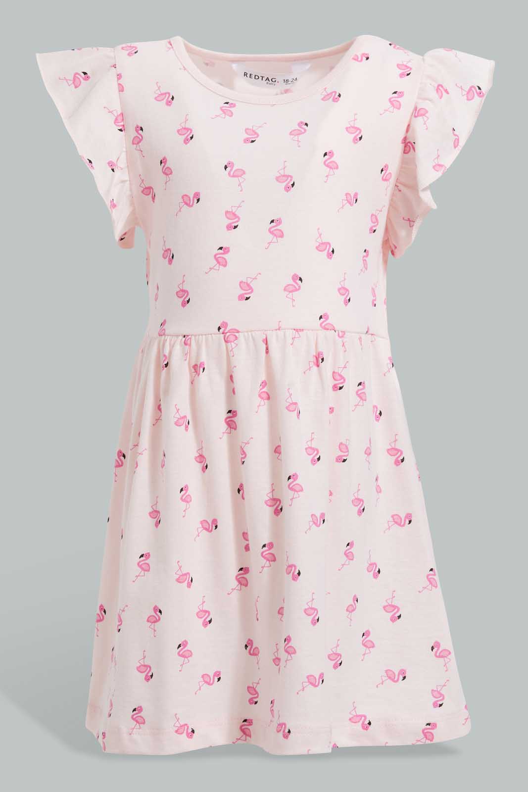 Redtag-Multi-Colour-2Pc-Pack-Knit-Dress-Dresses-Infant-Girls-3 to 24 Months