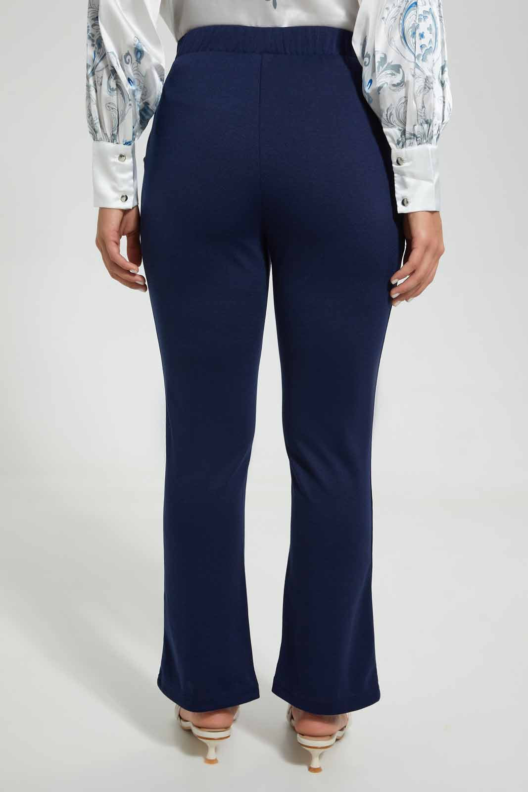 Redtag-Navy-Button-Detail-Trouser-Trousers-Women's-
