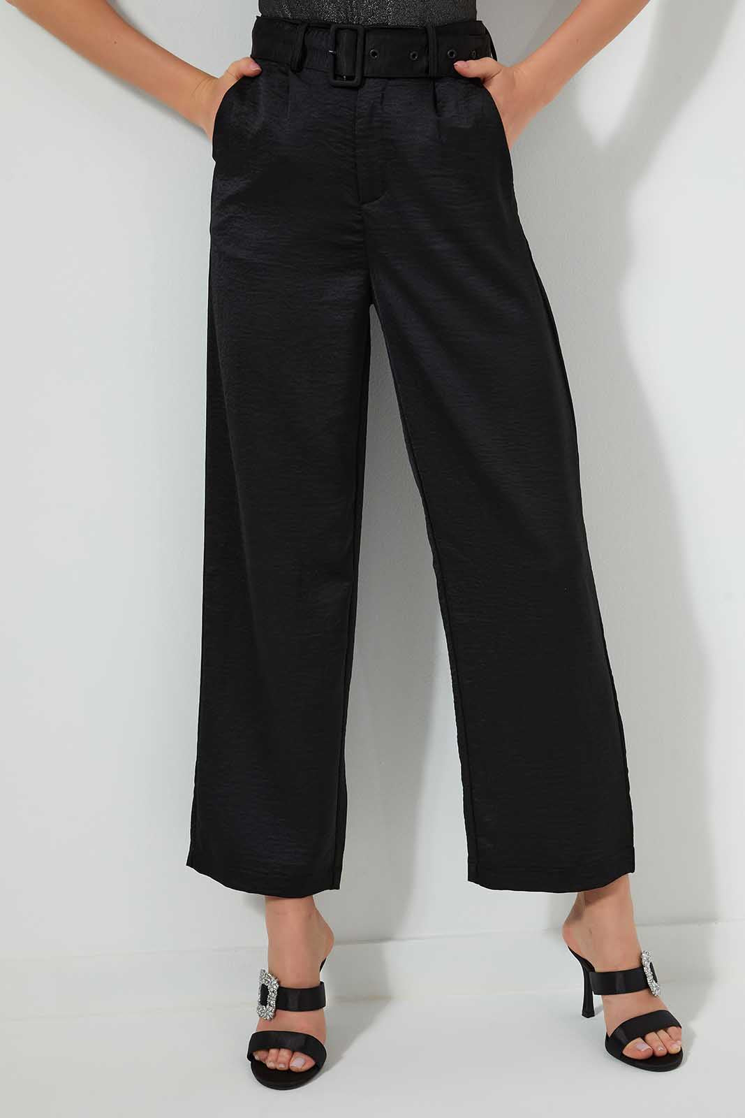 Redtag-Black-Straight-Fit-Trouser-With-Self-Fabric-Belt-Trousers-Women's-