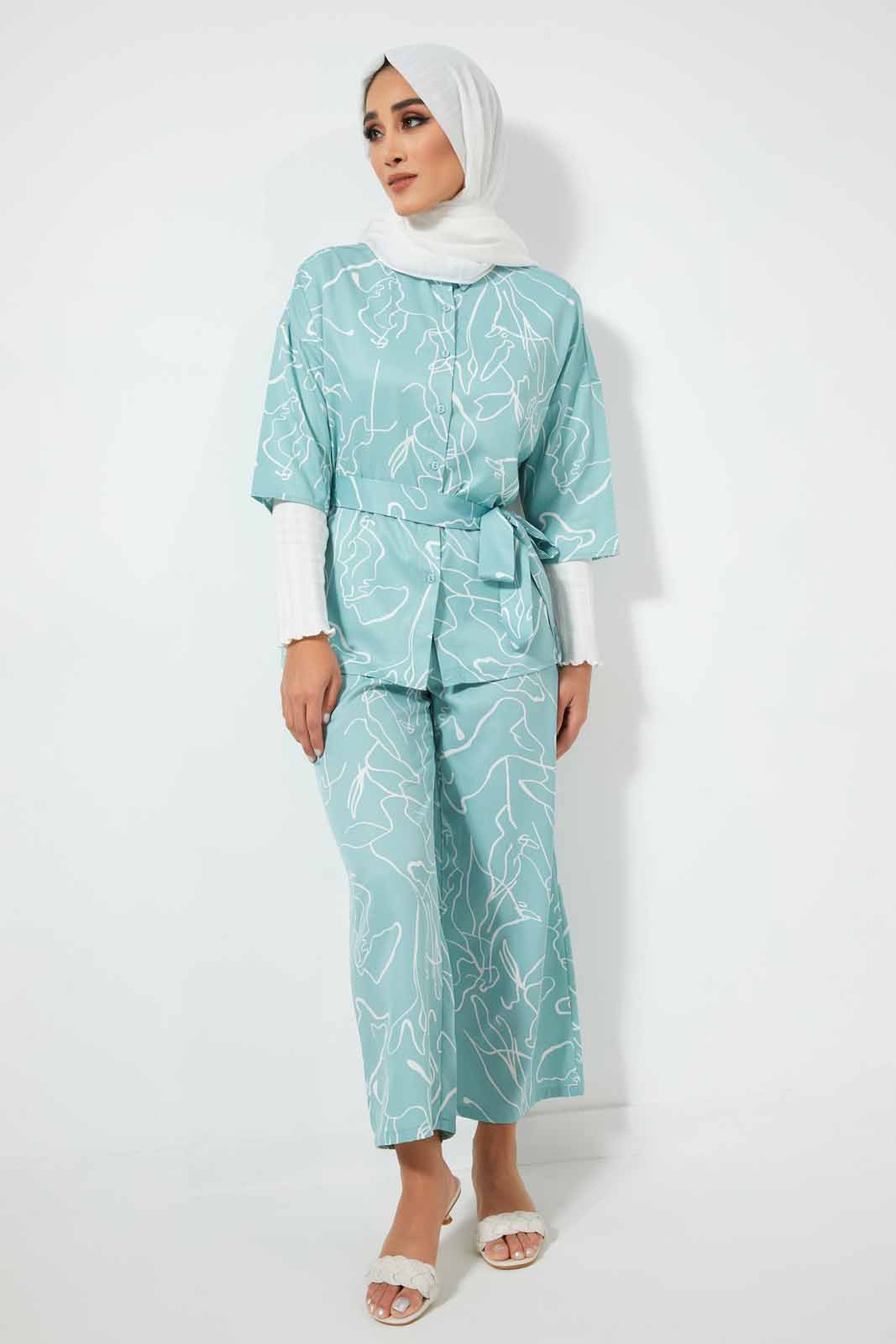 Redtag-Mint-With-Ivory-Print-Base-Color-In-2-Options-As-Per-Std-Blouses-Women's-