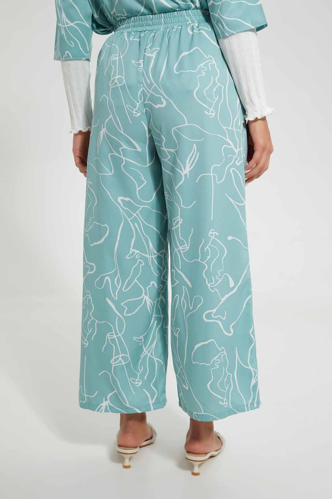 Redtag-Mint-With-Ivory-Print-Base-Color-In-2-Options-As-Per-Std-Trousers-Women's-