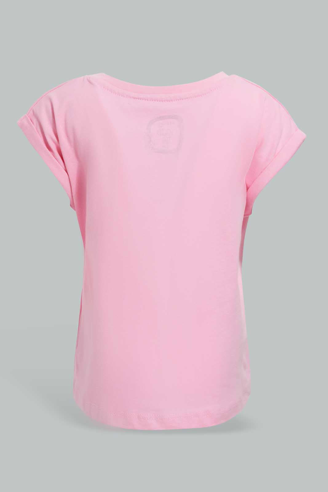 Redtag-Fuchsia-Solid-T-Shirt-Plain-T-Shirts-Infant-Girls-3 to 24 Months