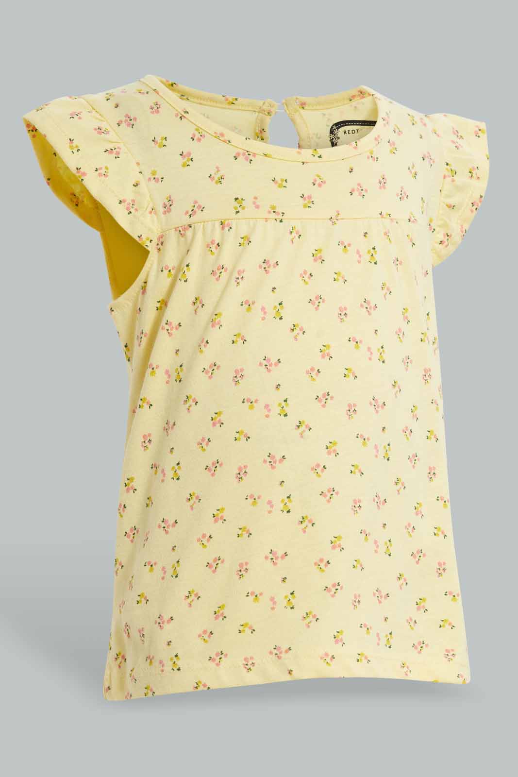 Redtag-Yellow-Printed-Top-Blouses-Infant-Girls-3 to 24 Months