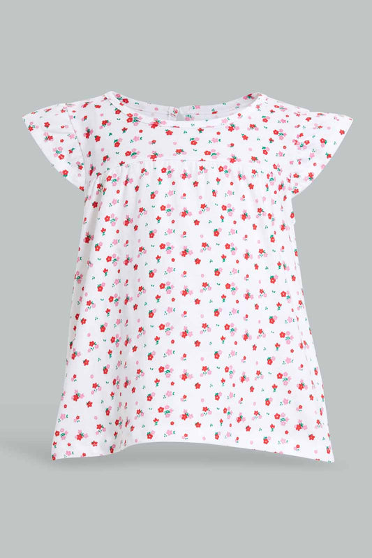 Redtag-White-Printed-Top-Blouses-Infant-Girls-3 to 24 Months