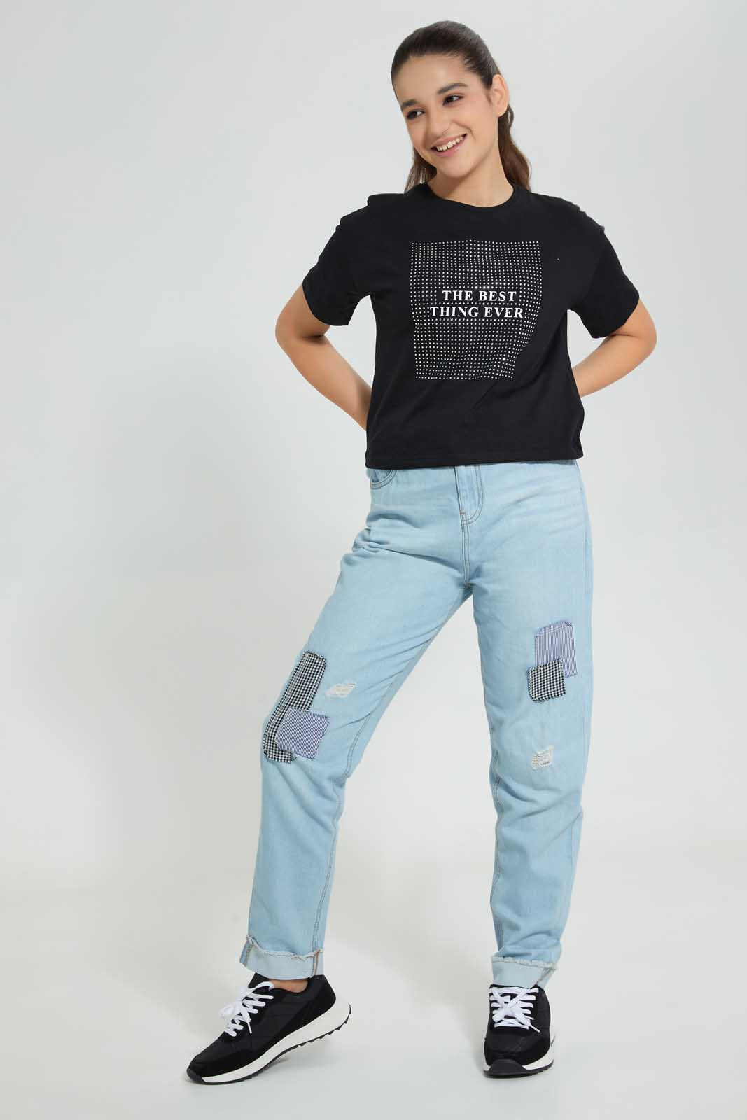 Redtag-Lt-Wash-Mom'S-Fit-Highrise-Jean-Jeans-High-Rise-Senior-Girls-9 to 14 Years