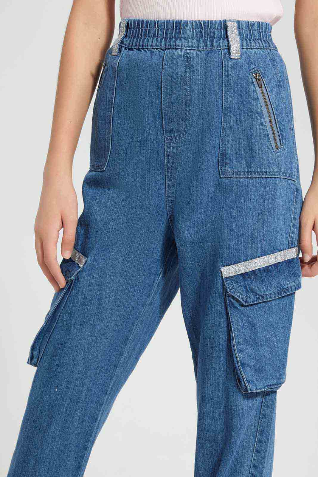 Redtag-Lt-Wash-Cargo-Pocket-Jogger-Category:Jeggings,-Colour:Lightwash,-Filter:Senior-Girls-(9-to-14-Yrs),-GSR-Jeggings,-New-In,-New-In-GSR-APL,-Non-Sale,-RMD-add,-S22C,-Section:Kidswear-Senior-Girls-9 to 14 Years