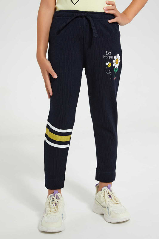 Redtag-Navy-Be-Happy-Active-Pant-Bundle,-Category:Joggers,-Colour:Navy,-Deals:Sale,-Filter:Girls-(2-to-8-Yrs),-Girls-Joggers,-S22C,-Sale-GIR-APL,-Section:Girls-(0-to-14Yrs),-TBL-Girls-2 to 8 Years