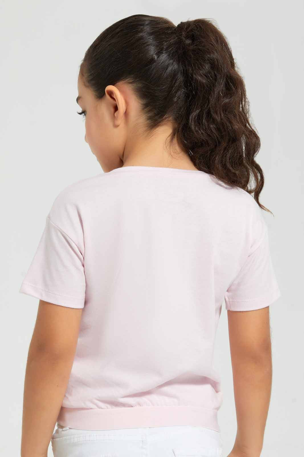 Redtag-Pink-Girls-3D-Holographic-Patch-T-Shirt-Graphic-T-Shirts-Girls-2 to 8 Years