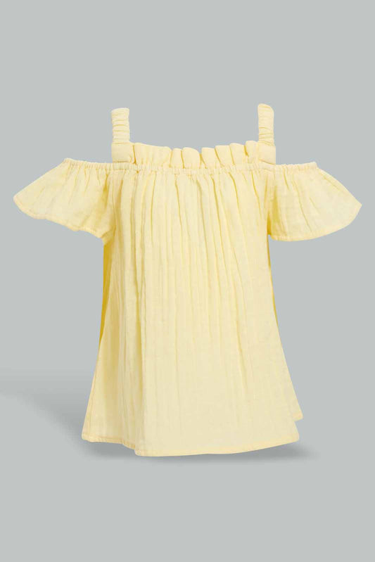 Redtag-Yellow-Off-Shoulder-Blouse-Category:Blouses,-Colour:Yellow,-Deals:New-In,-Filter:Infant-Girls-(3-to-24-Mths),-ING-Blouses,-New-In-ING,-Non-Sale,-S22D,-Section:Girls-(0-to-14Yrs)-Infant-Girls-3 to 24 Months