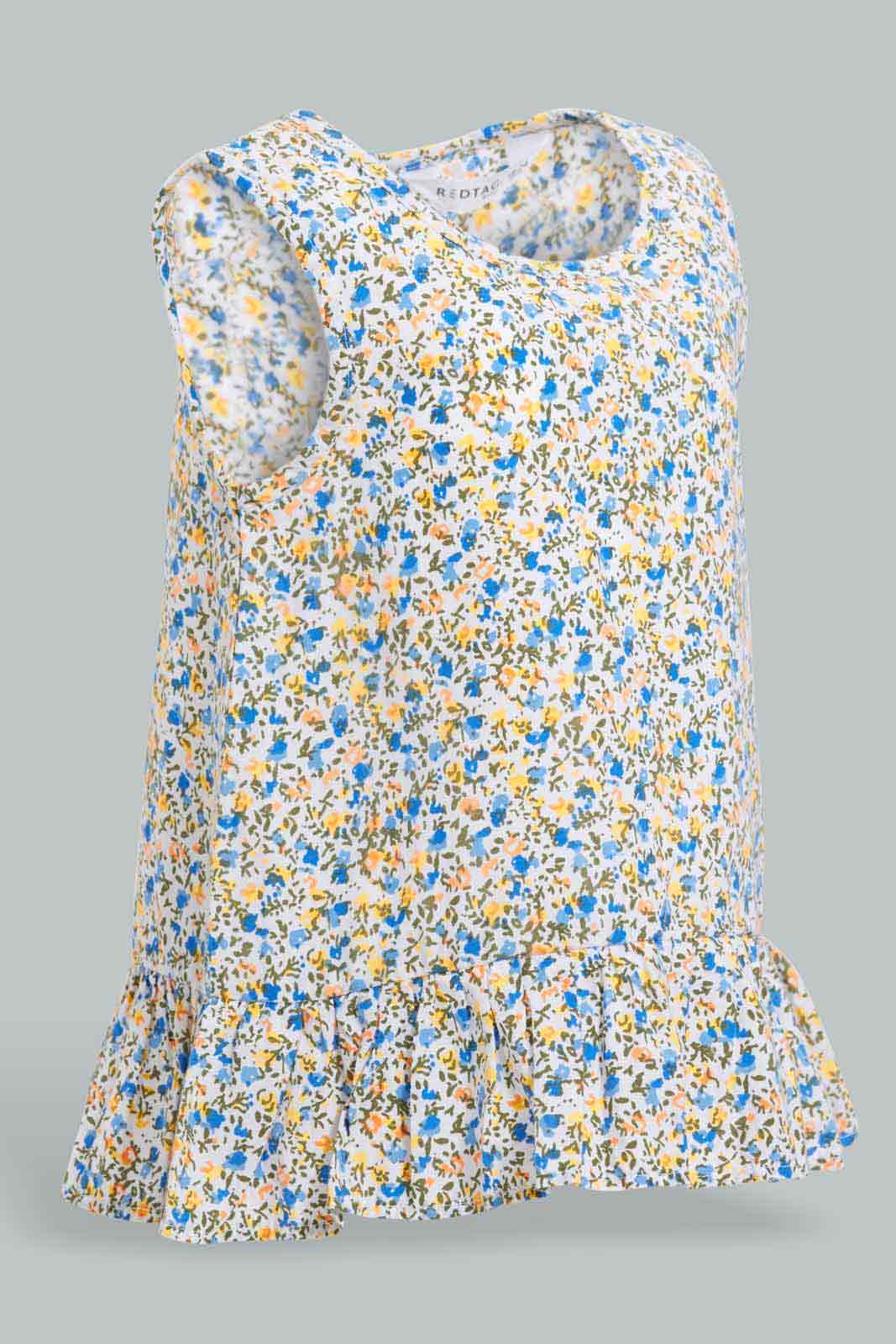 Redtag-Multi-Colour-Frill-Hem-Sleevelsess-Blouse-Category:Blouses,-Colour:Assorted,-Deals:New-In,-Filter:Infant-Girls-(3-to-24-Mths),-ING-Blouses,-New-In-ING-APL,-Non-Sale,-S22D,-Section:Girls-(0-to-14Yrs)-Infant-Girls-3 to 24 Months
