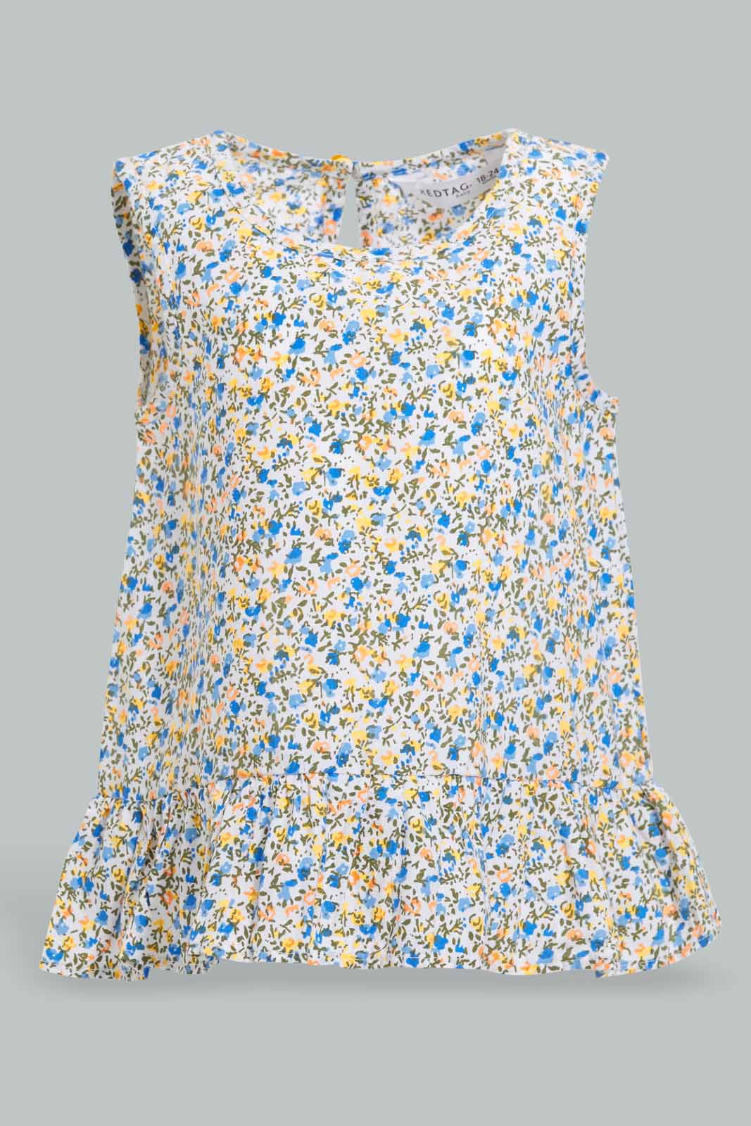 Redtag-Multi-Colour-Frill-Hem-Sleevelsess-Blouse-Category:Blouses,-Colour:Assorted,-Deals:New-In,-Filter:Infant-Girls-(3-to-24-Mths),-ING-Blouses,-New-In-ING-APL,-Non-Sale,-S22D,-Section:Girls-(0-to-14Yrs)-Infant-Girls-3 to 24 Months
