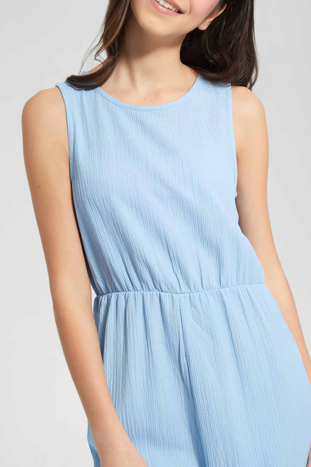 Redtag-Blue-Jacquard-Jumpsuit-Category:Dresses,-Colour:Blue,-Deals:New-In,-Filter:Senior-Girls-(9-to-14-Yrs),-GSR-Dresses,-New-In-GSR-APL,-Non-Sale,-S22D,-Section:Girls-(0-to-14Yrs)-Senior-Girls-9 to 14 Years