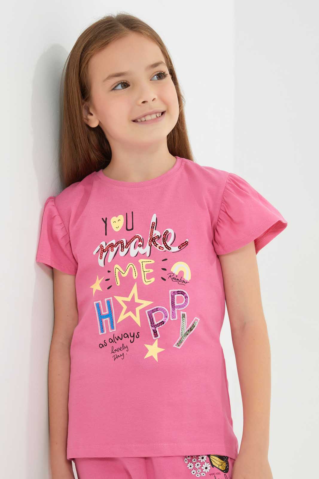 Pink Placement Print T-Shirt