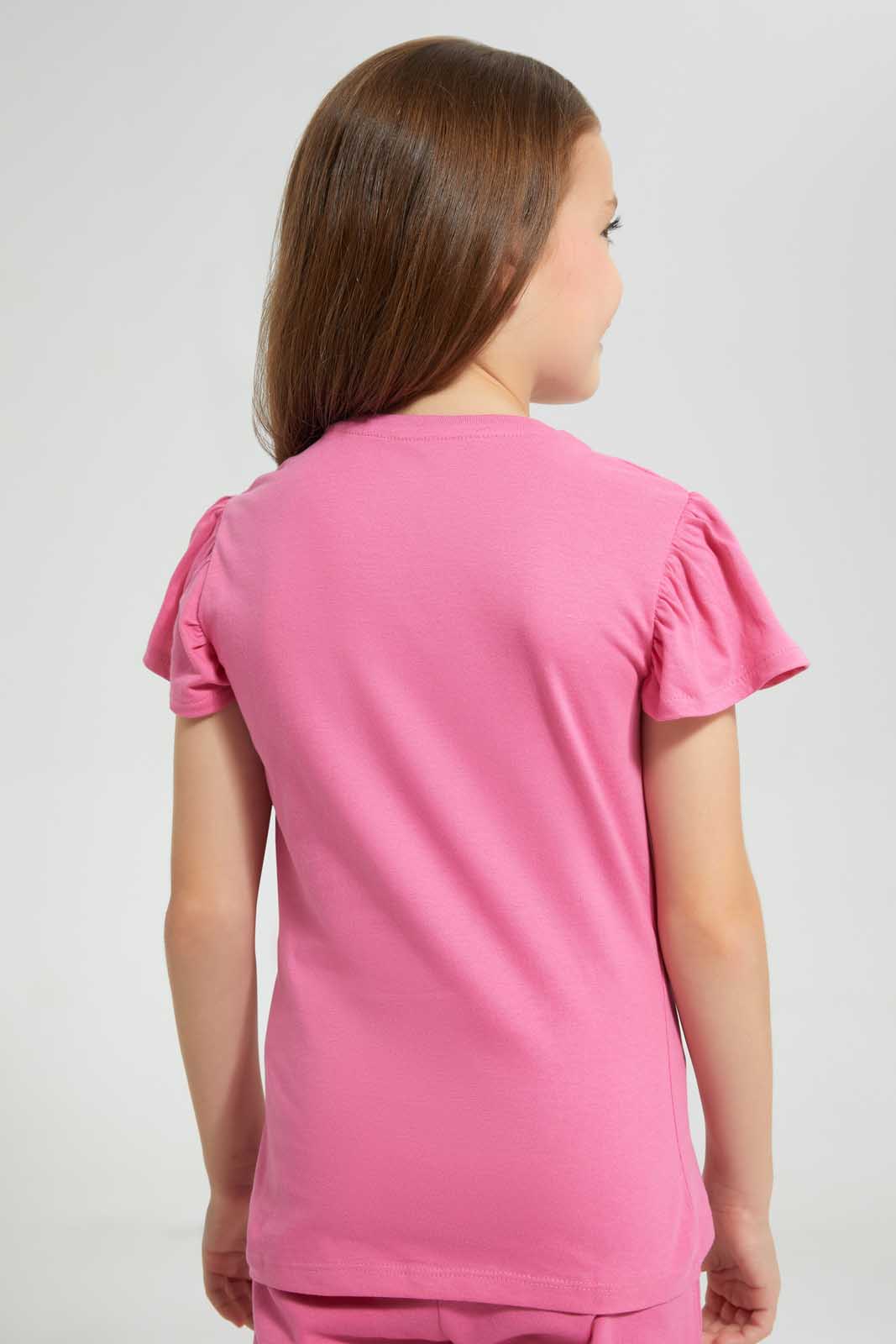 Pink Placement Print T-Shirt