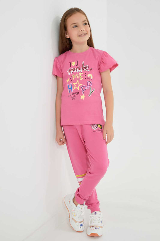 Pink Placement Print T-Shirt
