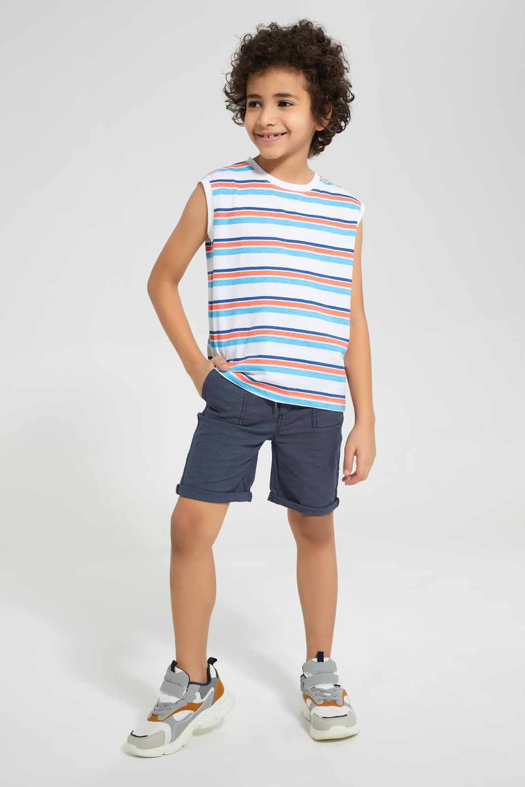 Redtag-Assorted-2-Pack-Print-Vest-Graphic-T-Shirts-Boys-2 to 8 Years