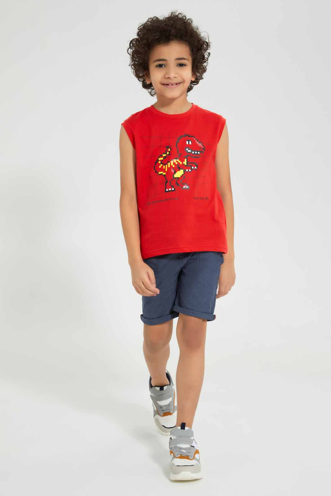 Redtag-Assorted-2-Pack-Print-Vest-Graphic-T-Shirts-Boys-2 to 8 Years