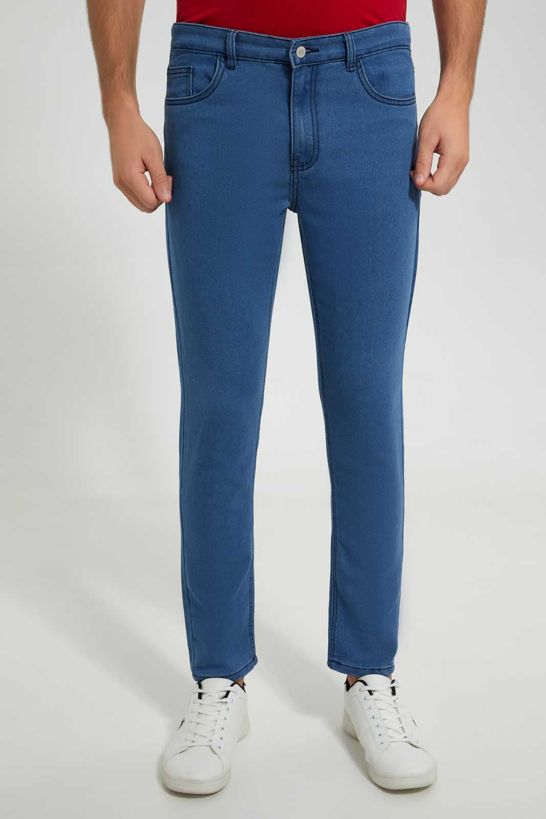 Redtag-Mid-Wash-5-Pocket-Knit-Denim-Jean-Category:Jeans,-Colour:Indigo,-Deals:New-In,-Filter:Men's-Clothing,-Men-Jeans,-New-In-Men,-Non-Sale,-Section:Men,-TBL,-W22O-Men's-