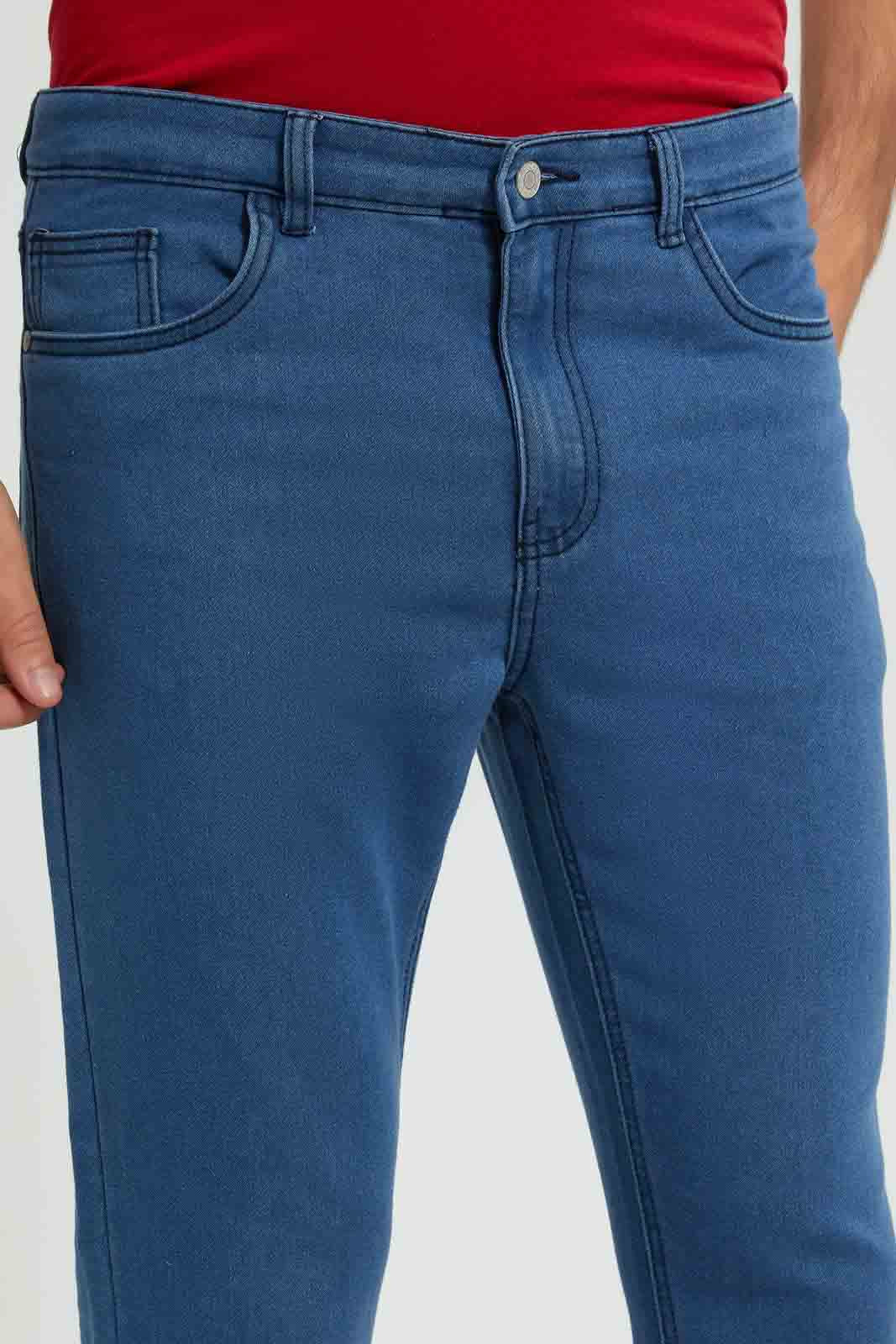 Redtag-Mid-Wash-5-Pocket-Knit-Denim-Jean-Category:Jeans,-Colour:Indigo,-Deals:New-In,-Filter:Men's-Clothing,-Men-Jeans,-New-In-Men,-Non-Sale,-Section:Men,-TBL,-W22O-Men's-