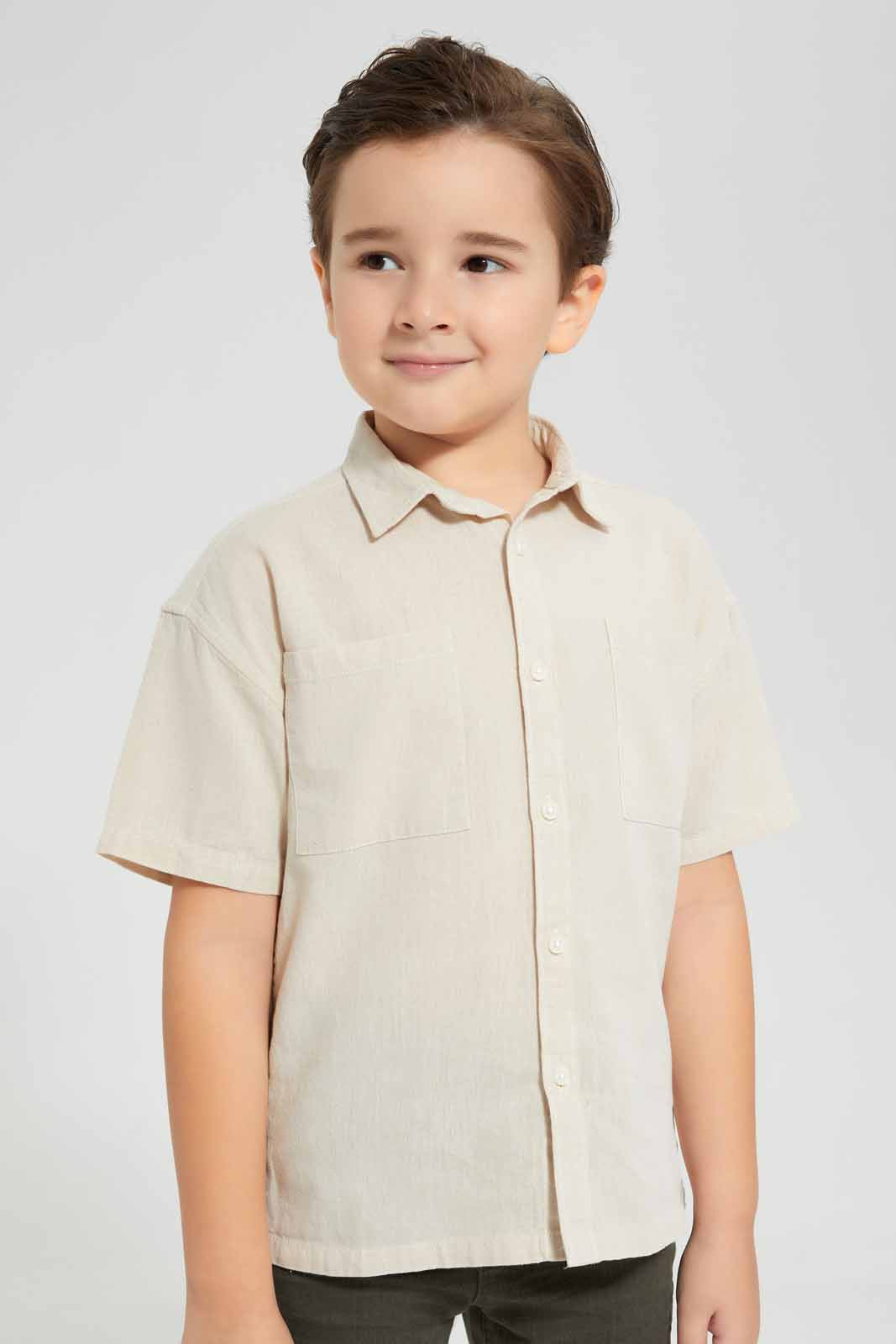 Redtag-Yellow-Over-Sized-Short-Sleeve-Shirt-BOY-Shirts,-Category:Shirts,-Colour:Yellow,-Deals:New-In,-Filter:Boys-(2-to-8-Yrs),-New-In-BOY-APL,-Non-Sale,-S22D,-Section:Boys-(0-to-14Yrs)-Boys-2 to 8 Years