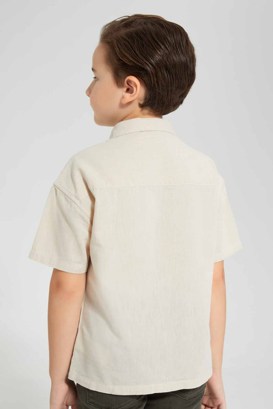 Redtag-Yellow-Over-Sized-Short-Sleeve-Shirt-BOY-Shirts,-Category:Shirts,-Colour:Yellow,-Deals:New-In,-Filter:Boys-(2-to-8-Yrs),-New-In-BOY-APL,-Non-Sale,-S22D,-Section:Boys-(0-to-14Yrs)-Boys-2 to 8 Years