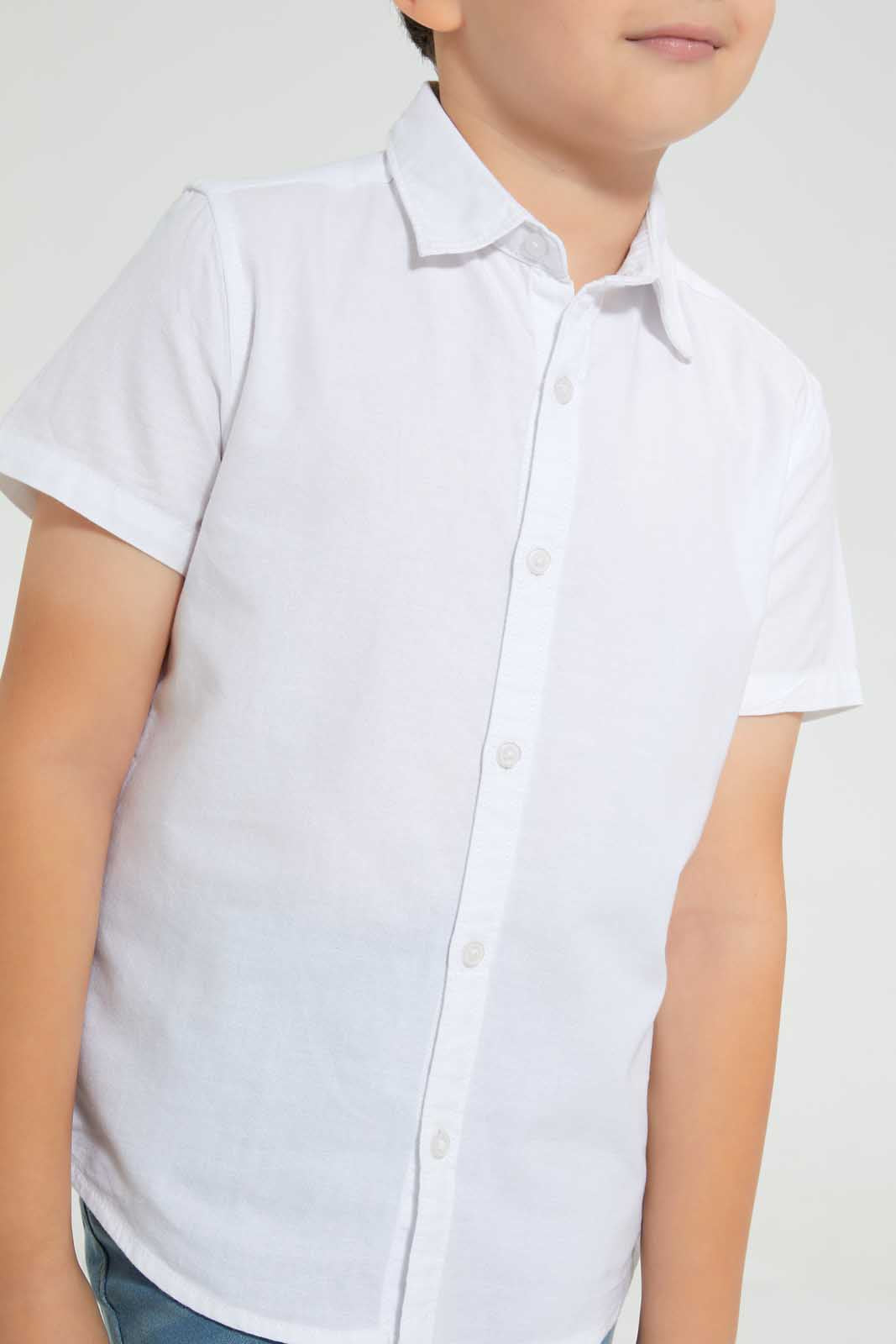 Redtag-White-Oxford-Short-Sleeve-Short-Sleeve-Casual-Shirts-Boys-2 to 8 Years
